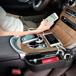 khay để đồ khe ghế ô tô kèm bộ chia tẩu sạc 2in 1