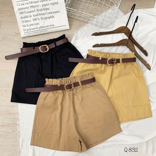 Quần đùi ống rộng lưng bao cao + belt Q832