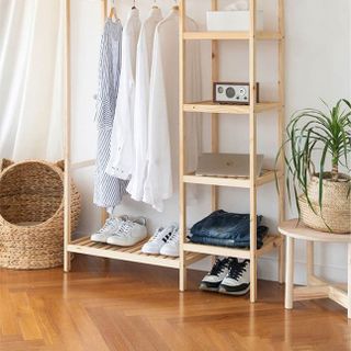 KỆ TREO ĐỒ DOUBLE HANGER - Màu gỗ (NỘI THẤT KIỂU HÀN)_ An Furniture