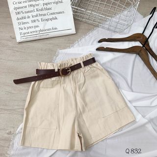 Quần đùi ống rộng lưng bao cao + belt Q832