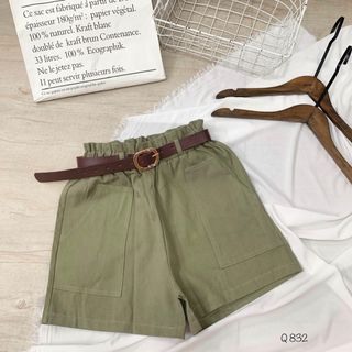 Quần đùi ống rộng lưng bao cao + belt Q832