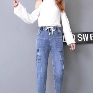 Quần baggy jeans giấy cạp chun giá sỉ