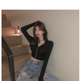 ÁO THUN GÂN CROPTOP TAY DÀI