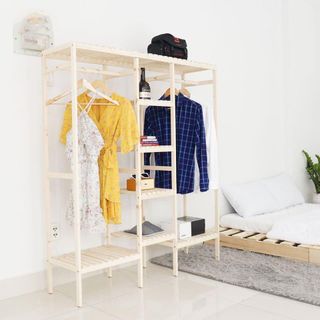 KỆ TREO ĐỒ TRIPLE HANGER - Màu gỗ (NỘI THẤT KIỂU HÀN)_ An Furniture