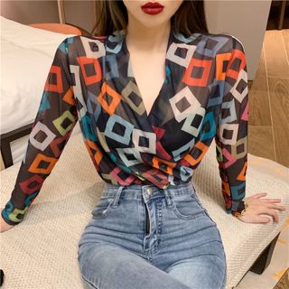 ÁO KIỂU TAY DÀI Ô MÀU