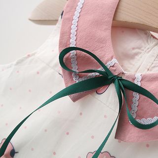 Váy sát nách cổ cánh sen màu xanh