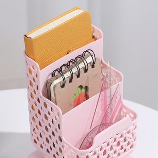 Ống nhựa đựng bút 3 ngăn đa năng 11x12x16cm