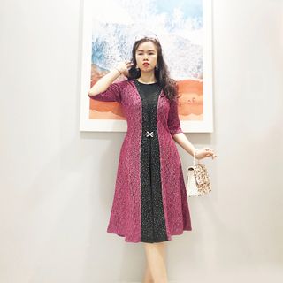 Đầm trung niên LALI ép đá thiết kế big size MS91