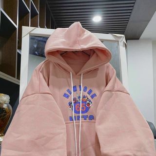 Áo hoodie nỉ ngoại tay phồng nhúng in 65 nón 2 lớp rõ đẹp