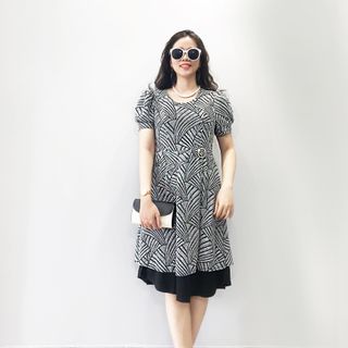 Đầm trung niên LALI bigsize phom lớn dáng xòe MS85
