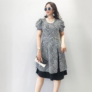 Đầm trung niên LALI bigsize phom lớn dáng xòe MS85
