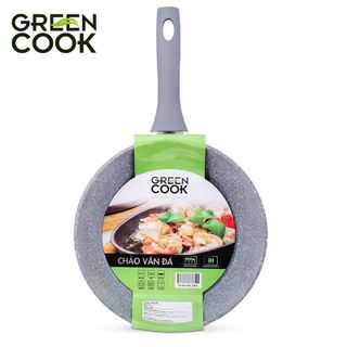 CHẢO CHỐNG DÍNH VÂN ĐÁ ĐÁY TỪ LÒNG CẠN GREENCOOK GCP01-22IH SIZE 22CM