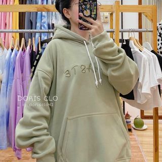 Áo hoodie nỉ ngoại tay phòng nhúng thêu hình nón 2 lớp đẹp