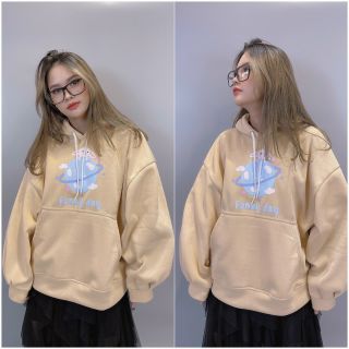Áo hoodie nỉ ngoại in hình hành tinh cừu nón 2 lớp đepj