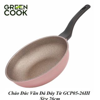 CHẢO ĐÚC VÂN ĐÁ 3D ĐÁY TỪ CHỐNG DÍNH 7 LỚP LÒNG SÂU GREENCOOK GCP05-26IH SIZE 26CM giá sỉ