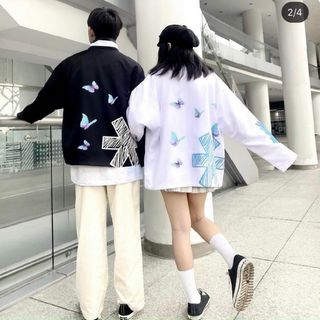 Áo khoác dù in dấu sao và con bướm siêu đẹp
