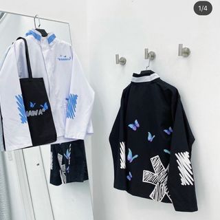 Áo khoác dù in dấu sao và con bướm siêu đẹp