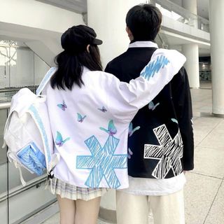 Áo khoác dù in dấu sao và con bướm siêu đẹp
