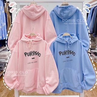 Áo hoodie nỉ ngoại tay phồng nhúng in PURBSSO đẹp