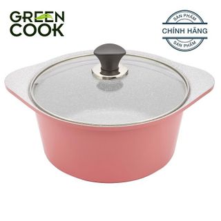 NỒI ĐÚC VÂN ĐÁ CERAMIC CHỐNG DÍNH ĐÁY TỪ GREENCOOK GCS02-24IH SIZE 24CM