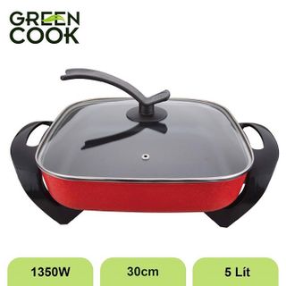 NỒI LẨU ĐIỆN VUÔNG NGUYÊN KHỐI CHỐNG DÍNH GREENCOOK GCEH30 - 5.0 LÍT
