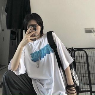 Áo thun tay lỡ cotton co giản form cá tính