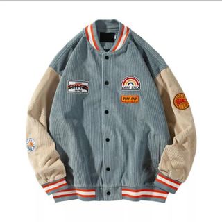 Áo khoác nhung kiểu bomber thêu logo chất