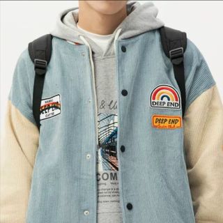 Áo khoác nhung kiểu bomber thêu logo chất