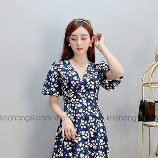 ĐẦM THIẾT KẾ HOA CỔ V