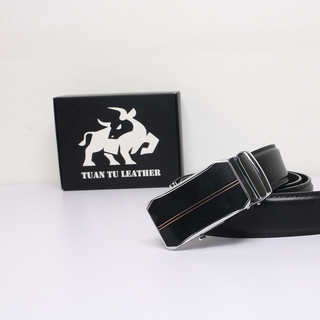 Thắt lưng nam khóa lăn da thật - Dây nịt lưng bản 3.5cm màu đen - Phong cách công sở, hợp cả quần jean và quần âu