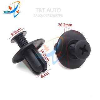 Bộ 100 ốc vít nhựa cho tấm chắn bùn , gắn cản và lòng dè các dòng xe ô tô. kích thước lỗ: 8mm