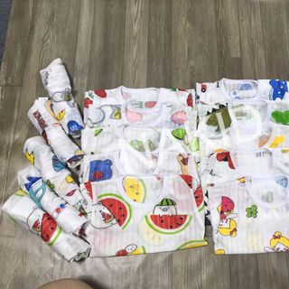 GIÁ SỐC - BỘ COTTON GIẤY CỘC TAY CÀI VAI CHO BÉ 5-15 KG, GIAO MẪU NGẪU NHIÊN - CTC01