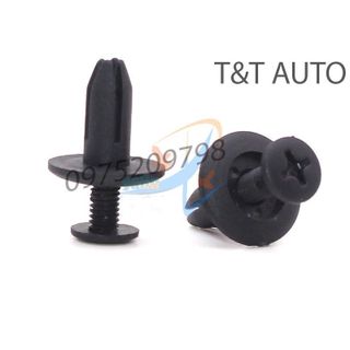 Bộ 100 ốc vít nhựa cho tấm chắn bùn , gắn cản và lòng dè các dòng xe ô tô. kích thước lỗ: 6mm