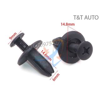 Bộ 100 ốc vít nhựa cho tấm chắn bùn , gắn cản và lòng dè các dòng xe ô tô. kích thước lỗ: 6mm