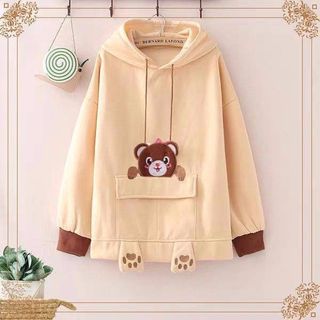 ÁO HOODIE GẤU NÂU