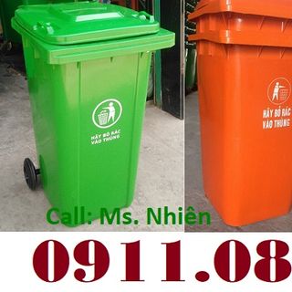 Cung cấp thùng rác 120 lít màu cam giá rẻ- Thùng rác công cộng-