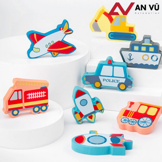 Bộ Đồ Chơi Gỗ Xếp Khối, Giáo Cụ Montessori Ghép chữ, Ghép số, Câu Cá, Xếp Khối, Ghép Hình - 6 trong 1