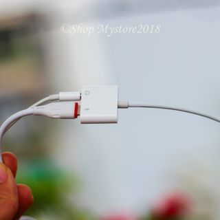 Jack Chuyển Iphone MH030 2 Đầu Ra Jack 3.5 Và Sạc Lingting Có Mic Chơi Game, ,