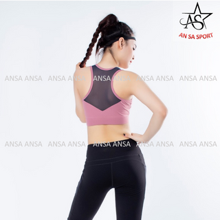 Áo bra thể thao phối lưới chữ V