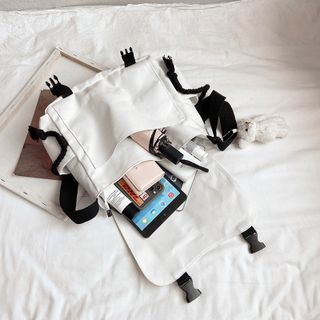 Túi tote vải can vas khóa gài loại lớn, đeo chéo đeo vai