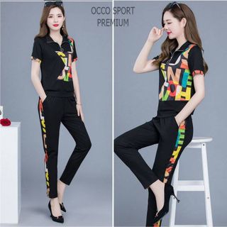 Bộ đồ thể thao khóa kéo phối chữ cổ bẻ TT462