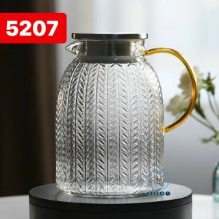 Bình nước thủy tinh quai vàng chịu nhiệt