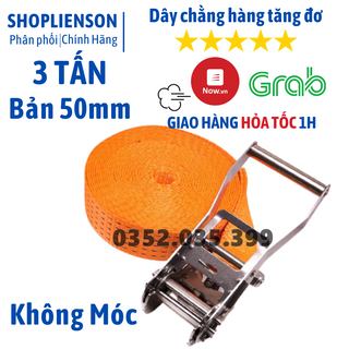 Dây chằng hàng tăng đơ 50mm, không Móc, tải trọng 3 tấn, chất liệu 100% Polyeter cường lực