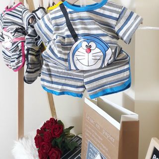 Bộ cộc tay hình thú bé trai, bộ cotton cộc tay cho bé gái, kẻ ngang cotton co giãn 4 chiều