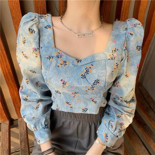 ÁO CROPTOP HOA TAY DÀI CÚP NGỰC