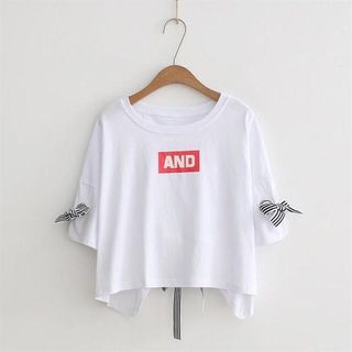 M73 - áo thun croptop thắt nơ tay và lưng