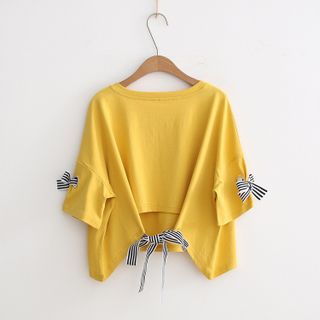 M73 - áo thun croptop thắt nơ tay và lưng