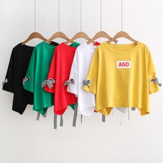 M73 - áo thun croptop thắt nơ tay và lưng giá sỉ