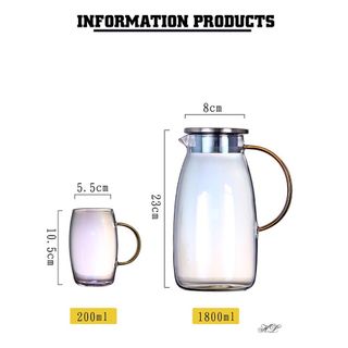 Bộ bình và cốc thuỷ tinh đổi màu cao cấp Aqua