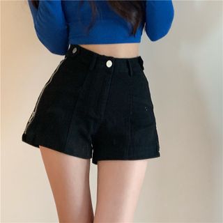 SHORT JEAN DÂY KÉO EO - ĐEN